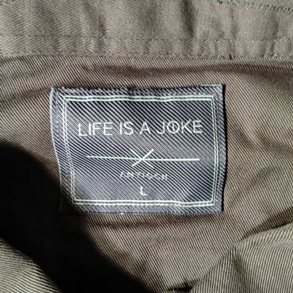 'Life is a Joke' Army Green Long Sleeve Zipup - Picture 3 of 4